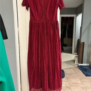 Elegant Red Lace Dress